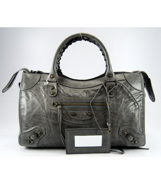 Balenciaga City Bag in Argento Grigio Scuro in pelle